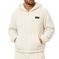 🔥LAST DAY SALE 50% OFF!!🔥Men's Cable Embossed Sherpa Fleece Zip Up Hooded with Pockets