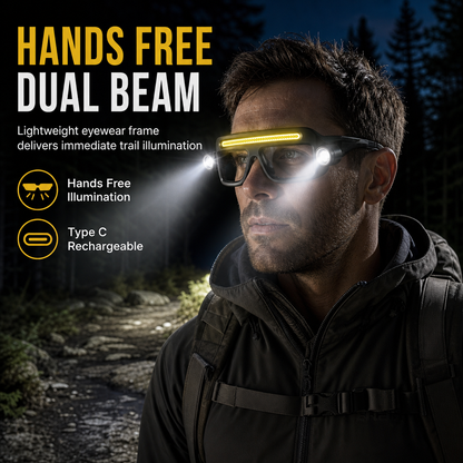 ⏳LAST DAY SALE ONLY￡9.99!!💥JOYTUTUS® Rechargeable LED Headlamp Glasses – Hand-Wave Sensor🔧💡Type-C USB, 5-Mode COB, IPX4, Ultra-Lightweight for Camping & Motorcycle 🔦🏕️🏍️🇬🇧