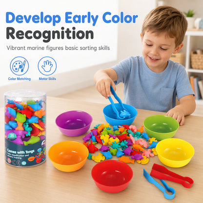 💗LAST DAY SALE 50% OFF🎁 Colour Me Smart! Counting & Sorting Play Set 🌈 | Fun Educational Toy with Bowls, Tweezers & Storage Tub for Colour Matching, Number Play & Creative Hands-On Learning 🧠✨